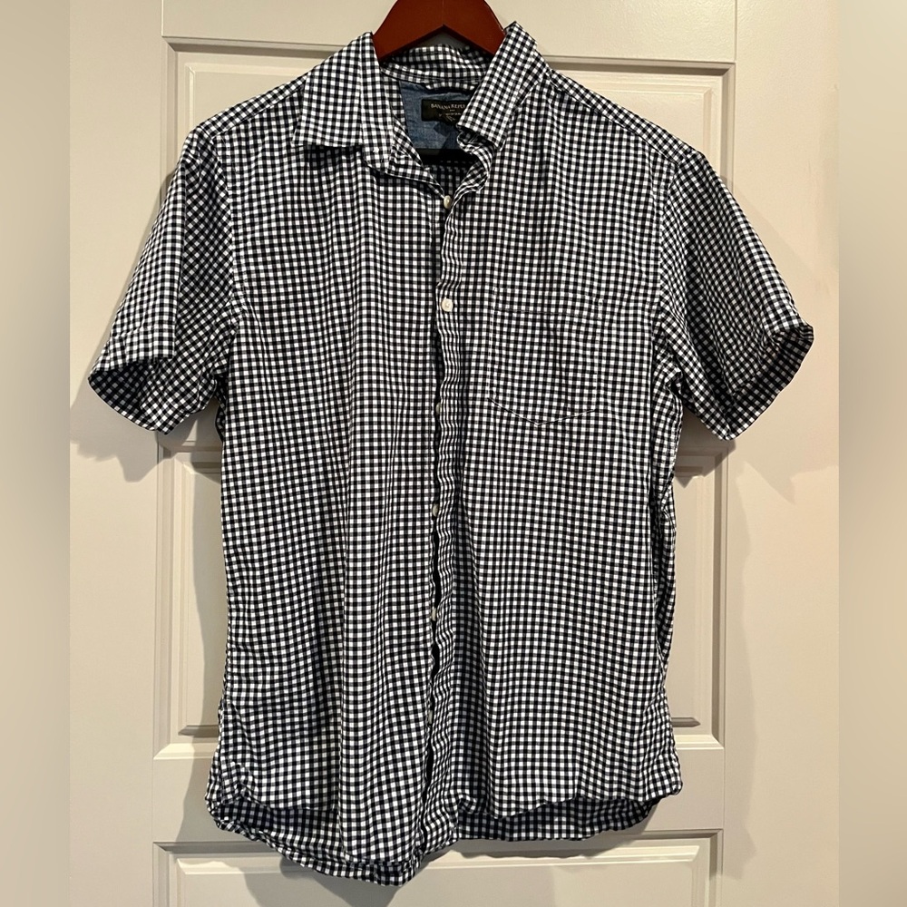 Banana Republic Slim Fit Medium Black and White Gingham Shirt